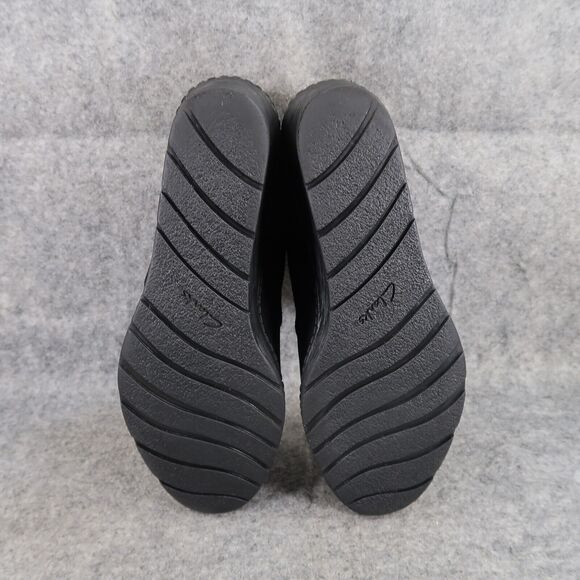 Clarks Shoes Women 7.5 Bootie Wedge Fashion Comfort Leather Classic Chukka Black - Picture 10 of 13